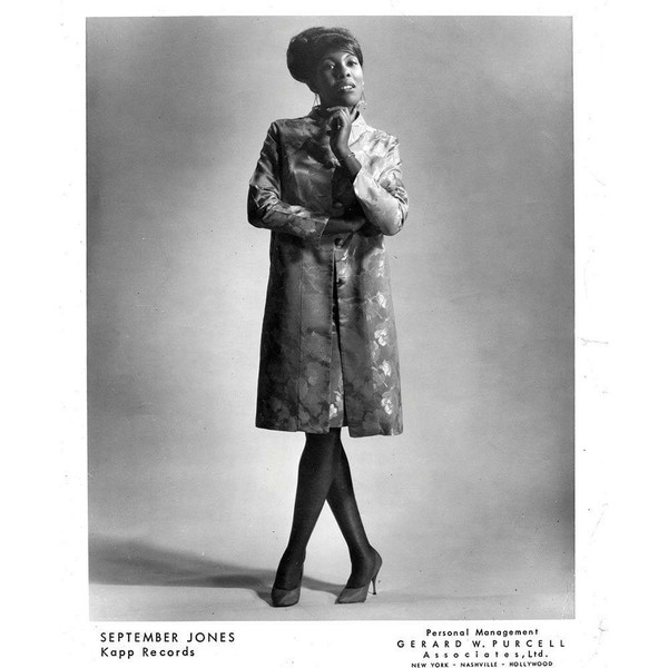Publicity photograph of September Jones when she recorded for Kapp Records